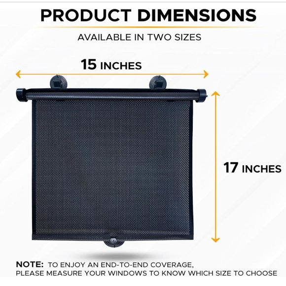 Car Side Window Sun Shade/Retractable Car Roller Sunshade (2 Pack) (15"x17") - Picture 3 of 7